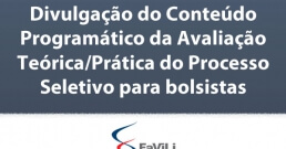 Divulgação do conteúdo programático da avaliação teórica/prática do processo seletivo para bolsistas